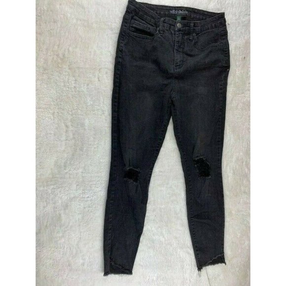 Wild Fable High Rise Skinny Womens Jeans 8 Black Ripped Torn Distressed … - Picture 1 of 4